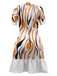 Yellow 1970s Shirt Collar Patchwork Ruffle Dress: where 1970s romance meets her modern spirit