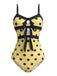 Yellow 1980s Vintage Polka Dot Swimsuit