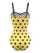 Yellow 1980s Vintage Polka Dot Swimsuit