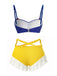 Yellow & Blue 1950s Snow White Style Ruffled Swimsuit — because 1950s glamour never goes out of style