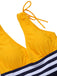 Yellow & Blue 1950s Striped Lace-Up Swimsuit, vintage swimsuit, pin-up swimwear - perfect for women who love vintage and retro fashion