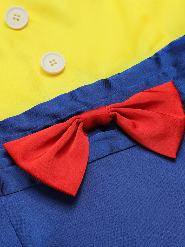 Halloween Princess Costume Bow Strap Pencil Dress Yellow & Blue