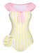 Yellow & Pink 1940s Stripe One-Piece Swimsuit, vintage swimsuit, pin-up swimwear - perfect for women who love vintage and retro fashion