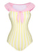 Yellow & Pink 1940s Stripe One-Piece Swimsuit, vintage swimsuit, pin-up swimwear - perfect for women who love vintage and retro fashion