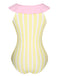 Yellow & Pink 1940s Stripe One-Piece Swimsuit, vintage swimsuit, pin-up swimwear - perfect for women who love vintage and retro fashion