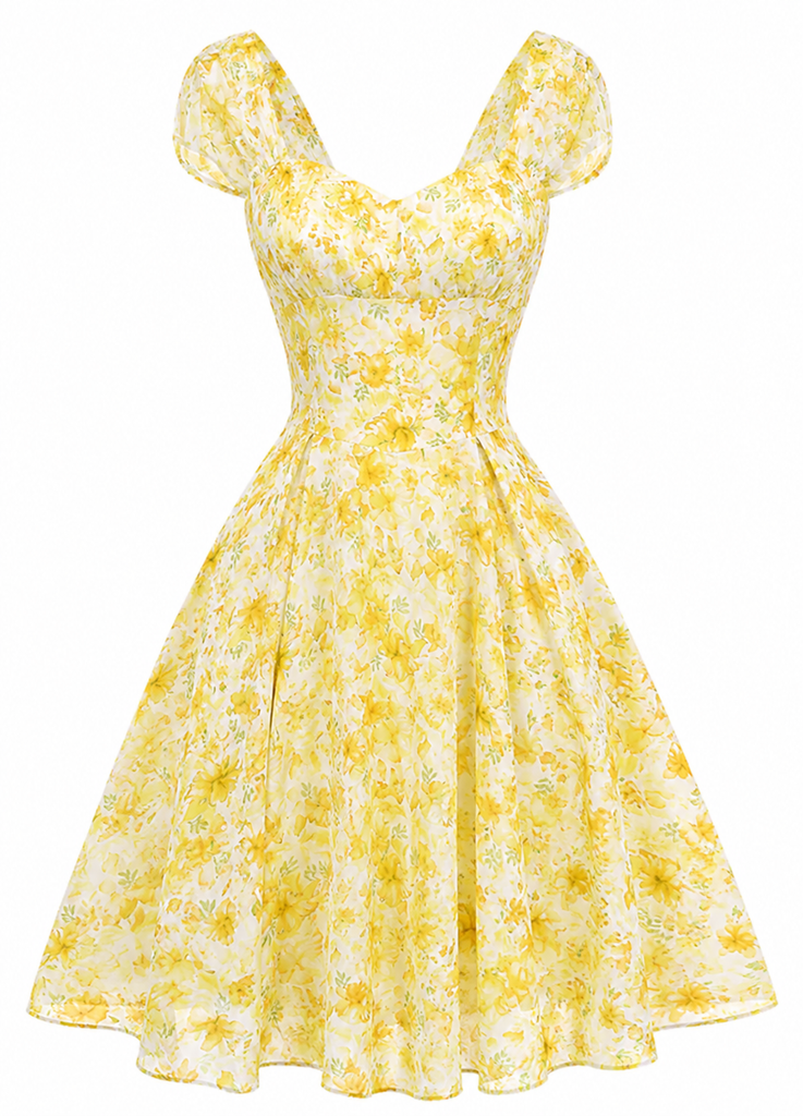 Pink 1950s Floral Sweetheart Neck Bow Dress, vintage dress, retro fashion, rockabilly, pin-up fashion - perfect for women who love vintage and retro fashion