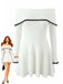 White 1970s Off-Shoulder Lace Knitted Dress