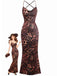 1930s Leopard Print Backless Spaghetti Strap Dress