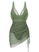 1950s Strap Sheer Mesh Solid One-Piece Swimsuit