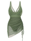 1950s Strap Sheer Mesh Solid One-Piece Swimsuit