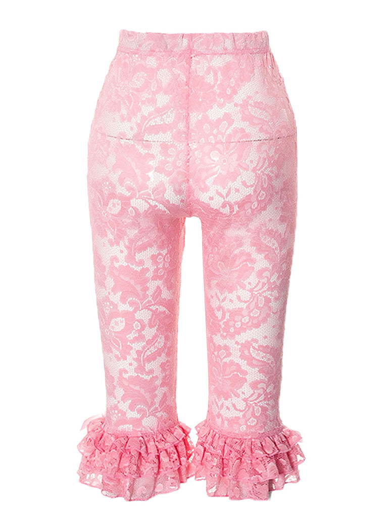 1950s Retro Lace Ruffles Cropped Pants