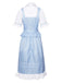 Blue 1970s Gingham Ruffle Puff Sleeve Costume Dress