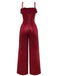 1970s Sequined Fur Trim Patchwork Spaghetti Strap Jumpsuit