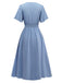 1940s V-Neck Ruffled Sleeve Slit Dress