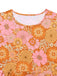 Orange 1960s Hippe Bell Sleeve Floral Dress