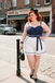 [Plus Size] Blue 1940s Polka Dot Patchwork Suspender Romper
