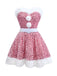 Pink 1960s Christmas Fur Sequin Strapless Dress