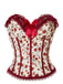 Red 1970s Strapless Court Lace Roses Corset