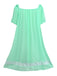 Green 1970s Lace Puff Sleeve Babydoll Dress