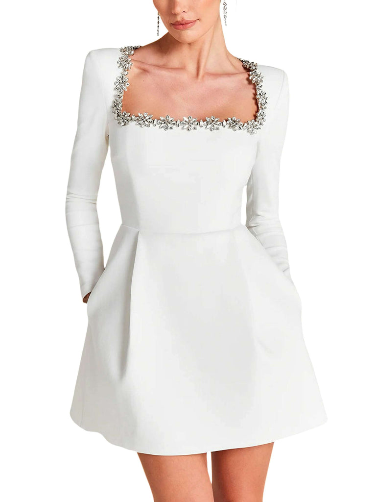 1960s Velvet Diamond Square Neck Dress