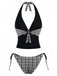 black-1960s-plaid-deep-v-halter-tankini-set-back-view