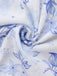Blue 1950s Floral Deep V Sleeveless Corset Midi Dress fabric-closeup