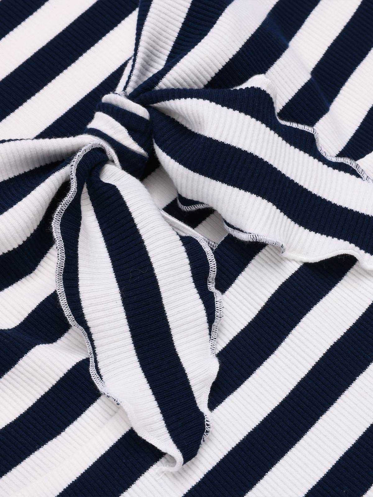 Red 1950s Hollow Bow Stripe Patchwork Jumpsuit