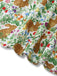 Close-up of the dress hemline showcasing the detailed print of brown rabbits among colorful spring flowers.