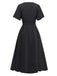 1940s V-Neck Ruffled Sleeve Slit Dress