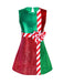 [Pre-Sale] 1950s Christmas Striped Bow Metallic Sequins Patchwork Dress