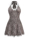 1960s Leopard Print Lace Trim Halter Nightgown
