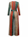 Multicolor 1970s V-Neck Belted Jumpsuit