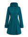 Blue 1930s Solid Faux-Wool Hooded Coat
