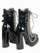 Black Patent Chains Gothic High Heels Boots