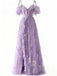 1970s Slip Floral Embroidered Mesh Slit Dress