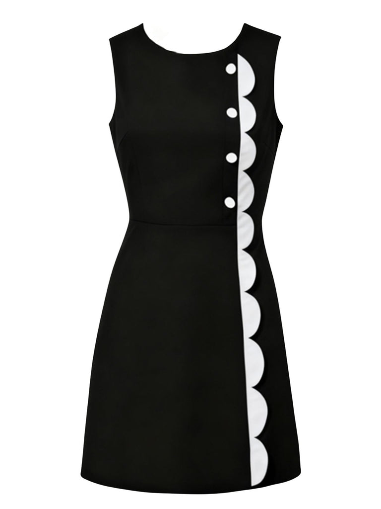 [Pre-Sale] Black 1960s Piano Colorblock A-Line Dress