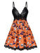 1960s Halloween Print Lace Patchwork Sleepwear