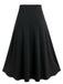 [Plus Size] 1970s Colorblock Lace-Up High-Waist Skirt