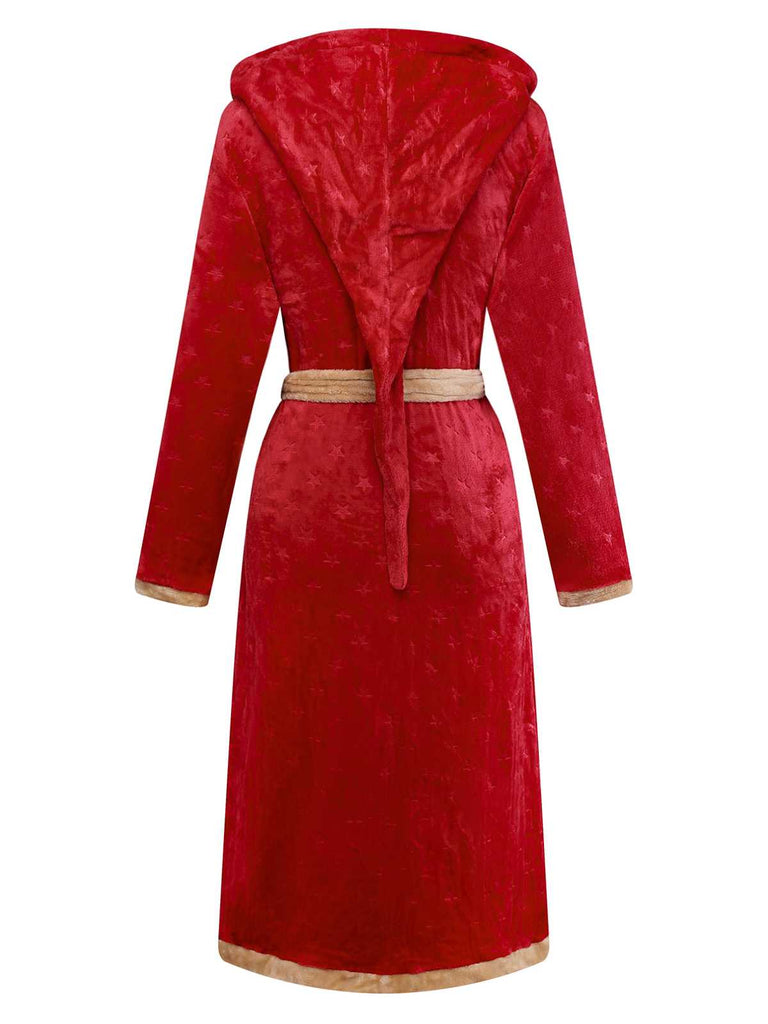 1940s Christmas Gingerbread Hooded Flannel Robe