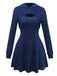 2PCS 1940s Ribbed Knit Cut-Out Hoodie Dress