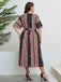[Plus Size] 1950s V-Neck Geometric Tie Waist Dress