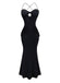 Black 1930s Lace Trimmed Halter Maxi Dress