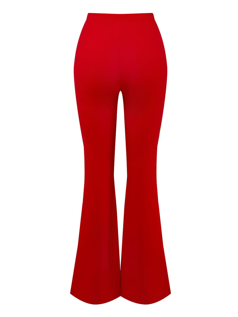 1970s High-Waisted Solid Flare Pants