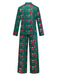 Green 1940s Christmas Print Pajama Set