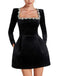 1960s Velvet Diamond Square Neck Dress