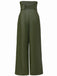 1940s High-Waist Metal Belt PU Leather Wide-Leg Pants