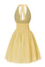 Yellow 1960s Halter V-Neck Plaids Dress