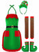 Green 1970s Christmas Elf Apron Costume Set
