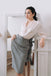 1960s Ivory Solid Blouse & Gray Retro Skirt