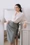 1960s Ivory Solid Blouse & Gray Retro Skirt